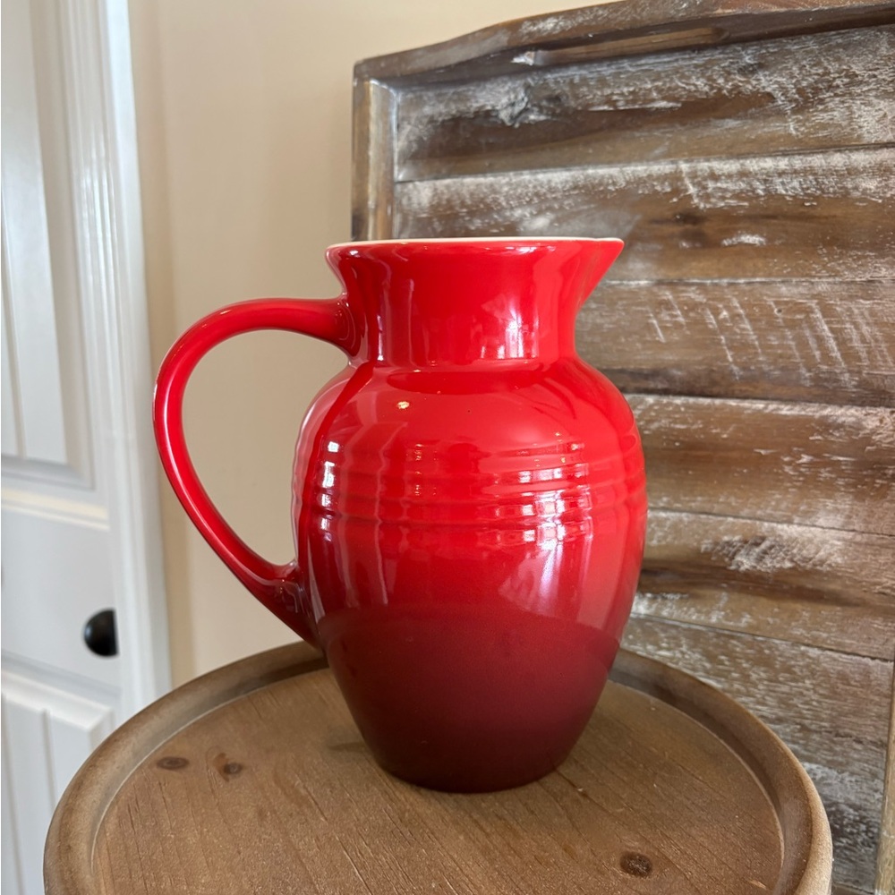 Le Creuset Signature Cerise Red Ombré Stoneware Pitcher, Large 2.25 quart
